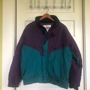 Vintage 90s Obermeyer Zephyr Colorblock Ski Jacket Purple & Teal Men’s L Outdoor